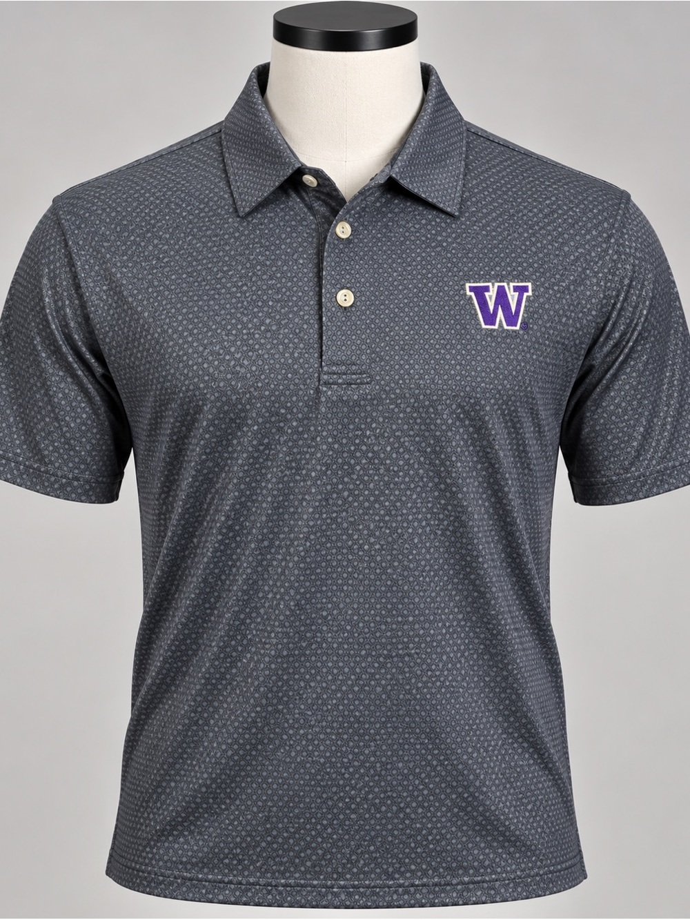 Peter Millar Washington Huskies Men’s Medium Gray Geometric Golf Polo NWT
